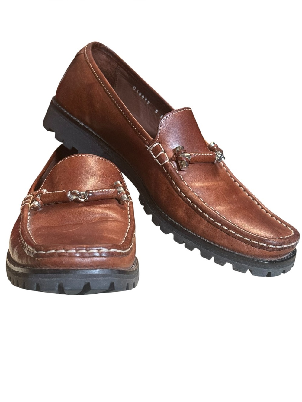 Cole Haan Brown Lug Sole Bit Leather Loafers Size 8B - Picture 2 of 10